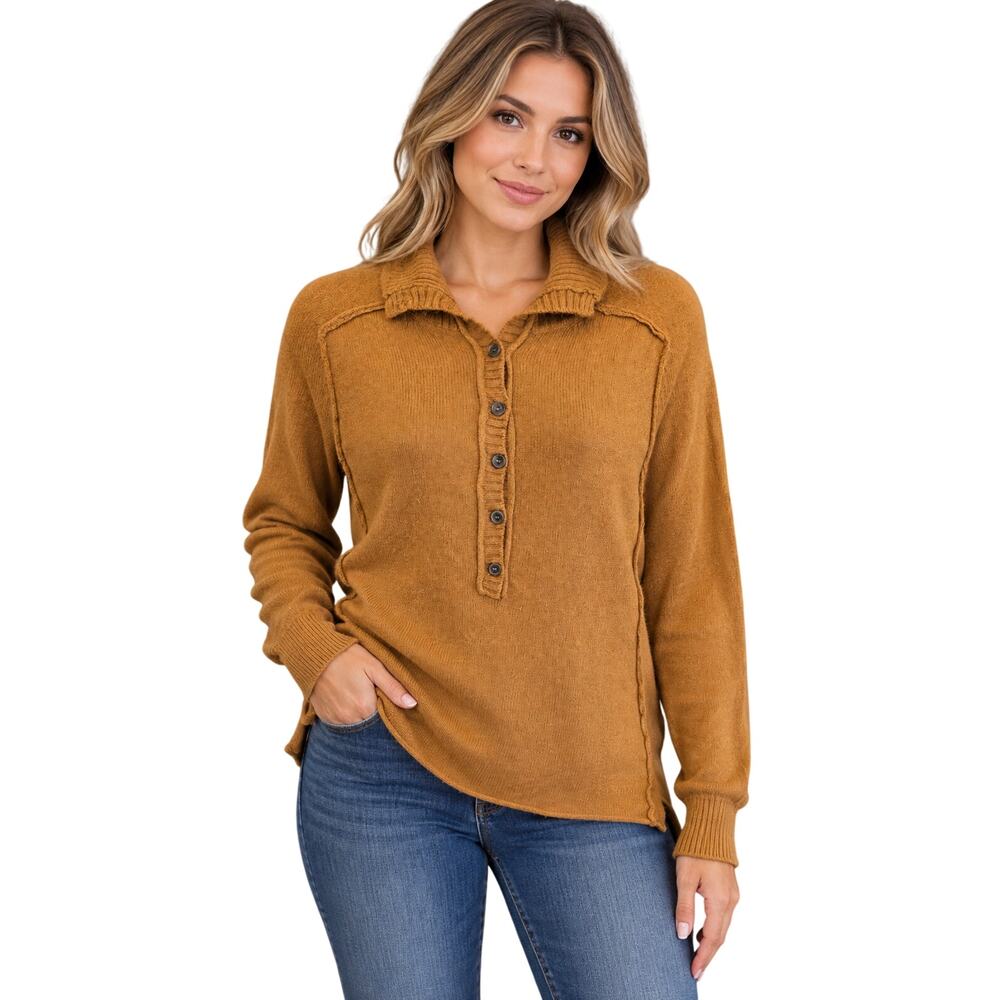 Soft surroundings angora cashmere wool blend burnt fall orange popover tunic L